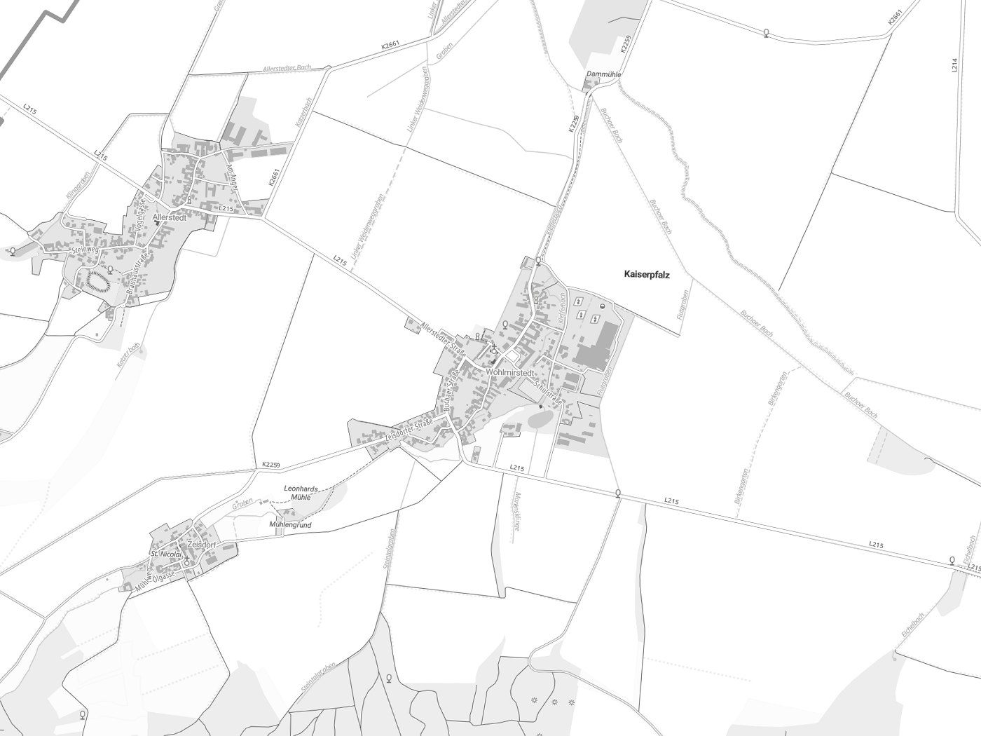Kartenausschnitt Kaiserpfalz mit Gewässern