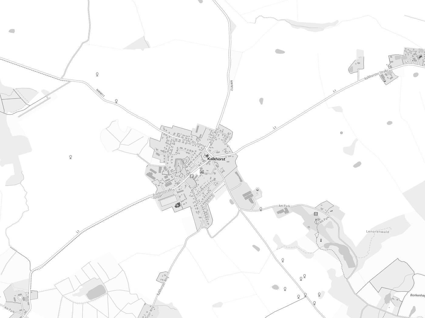 Kartenausschnitt Kalkhorst mit Gewässern