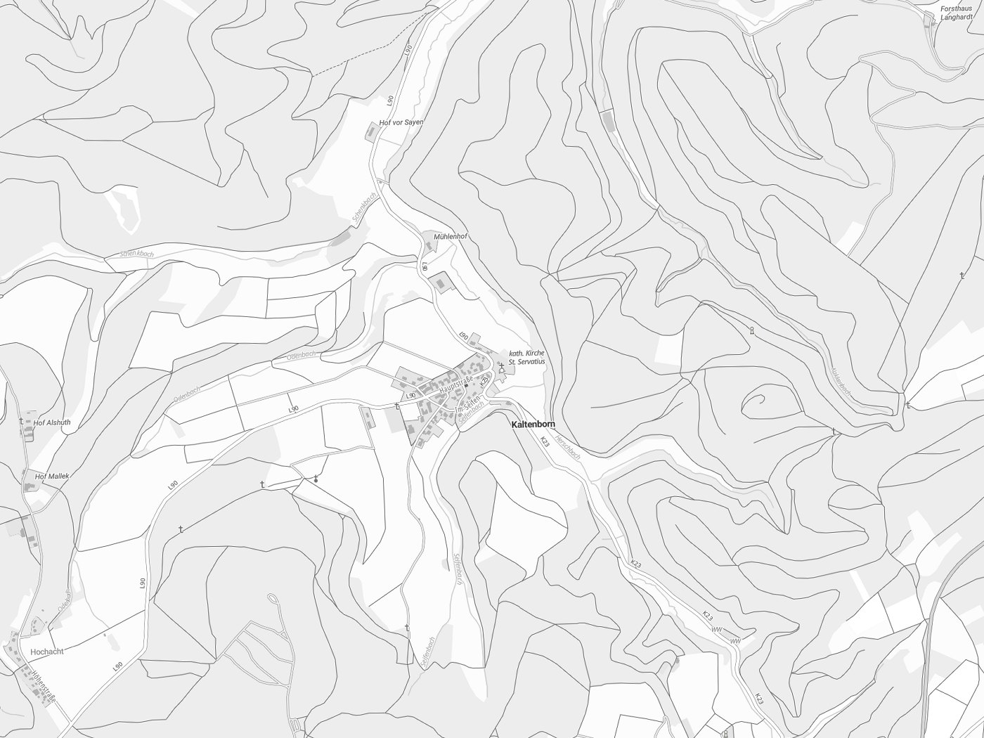 Kartenausschnitt Kaltenborn mit Gewässern