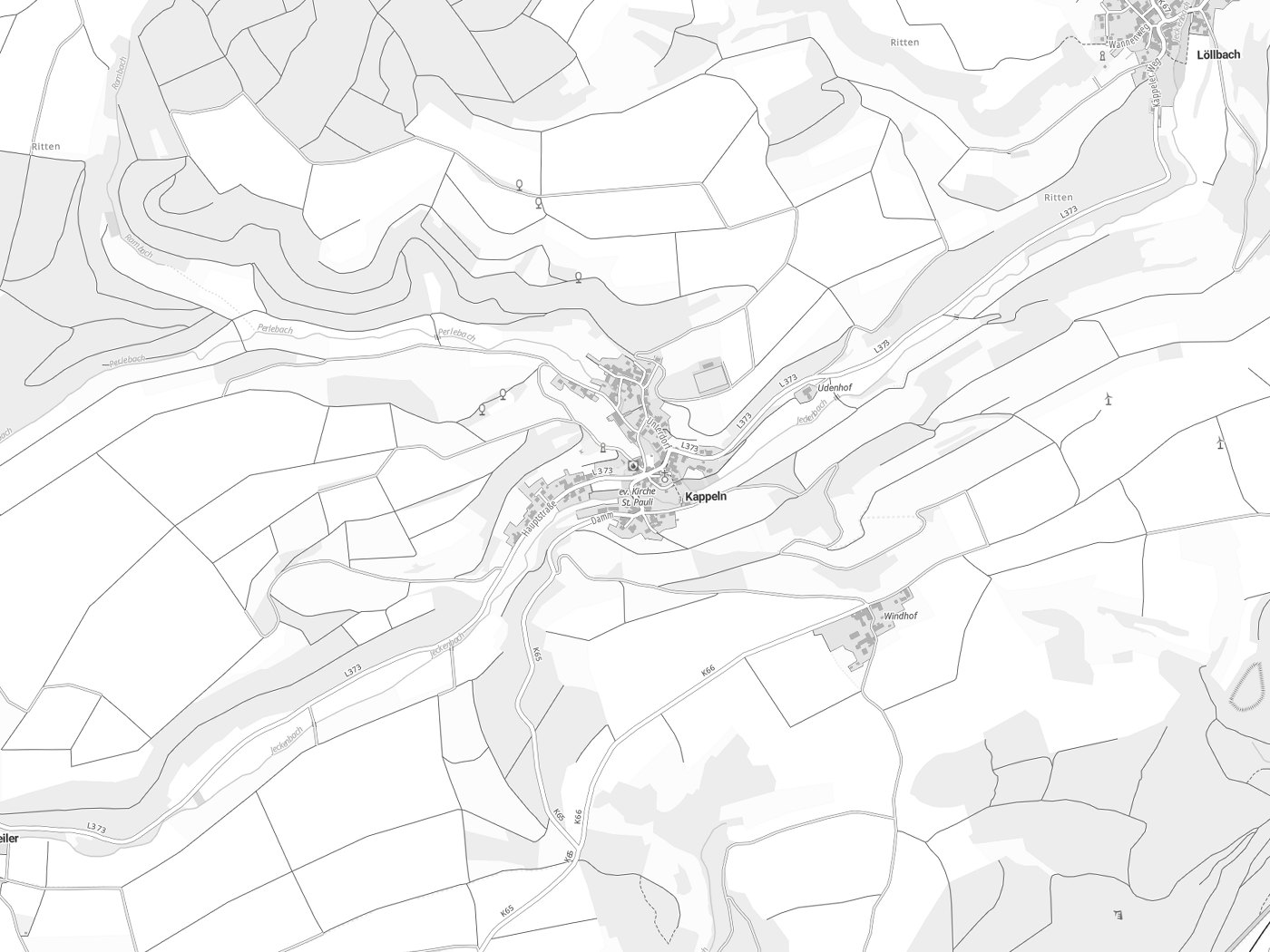 Kartenausschnitt Kappeln mit Gewässern