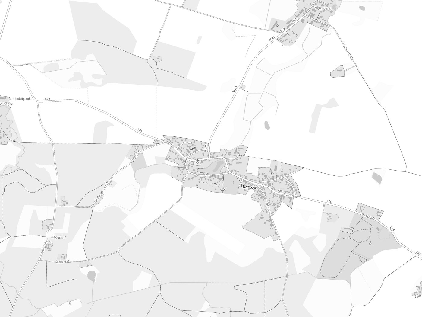 Kartenausschnitt Katzow mit Gewässern