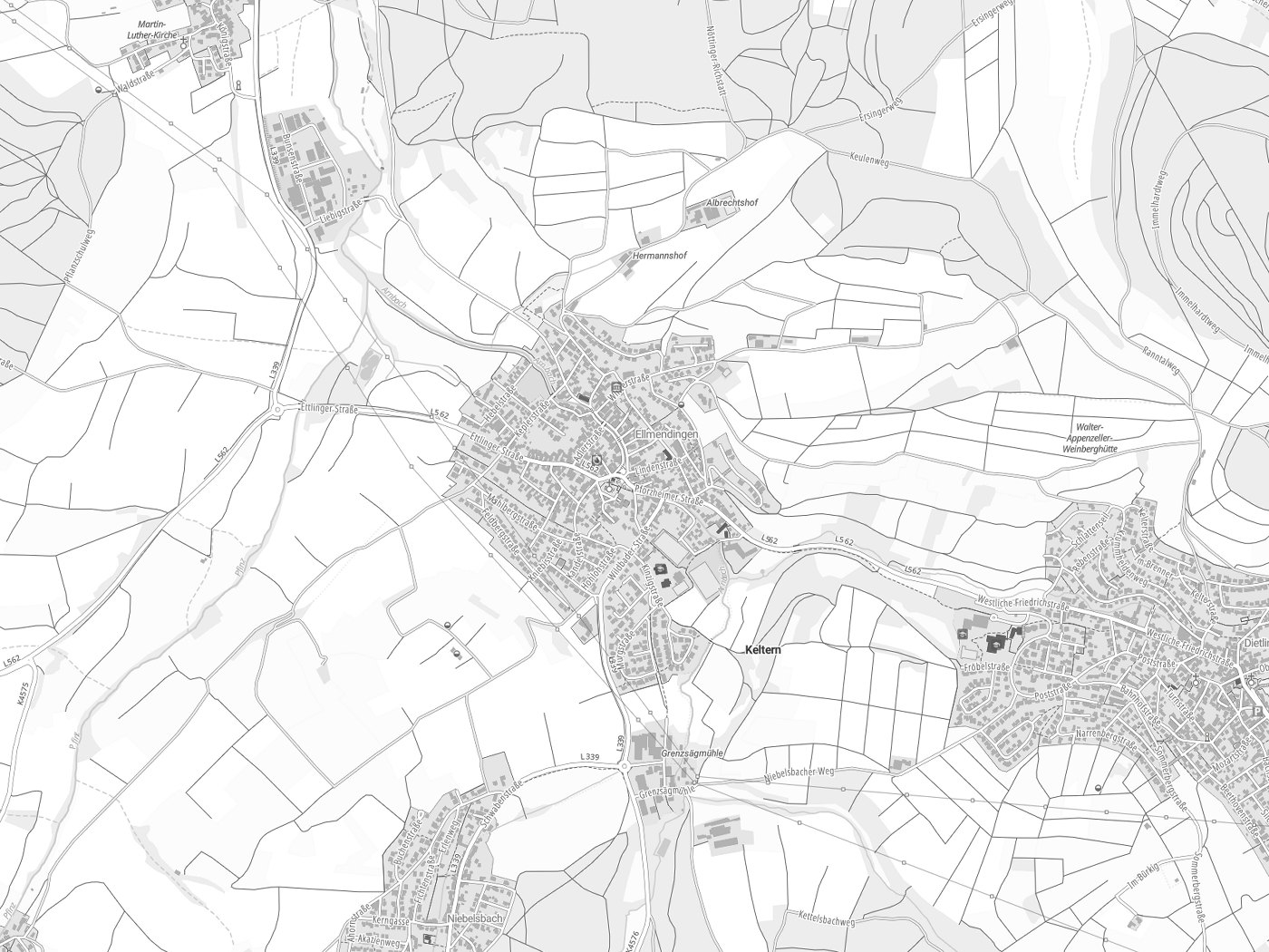 Kartenausschnitt Keltern mit Gewässern