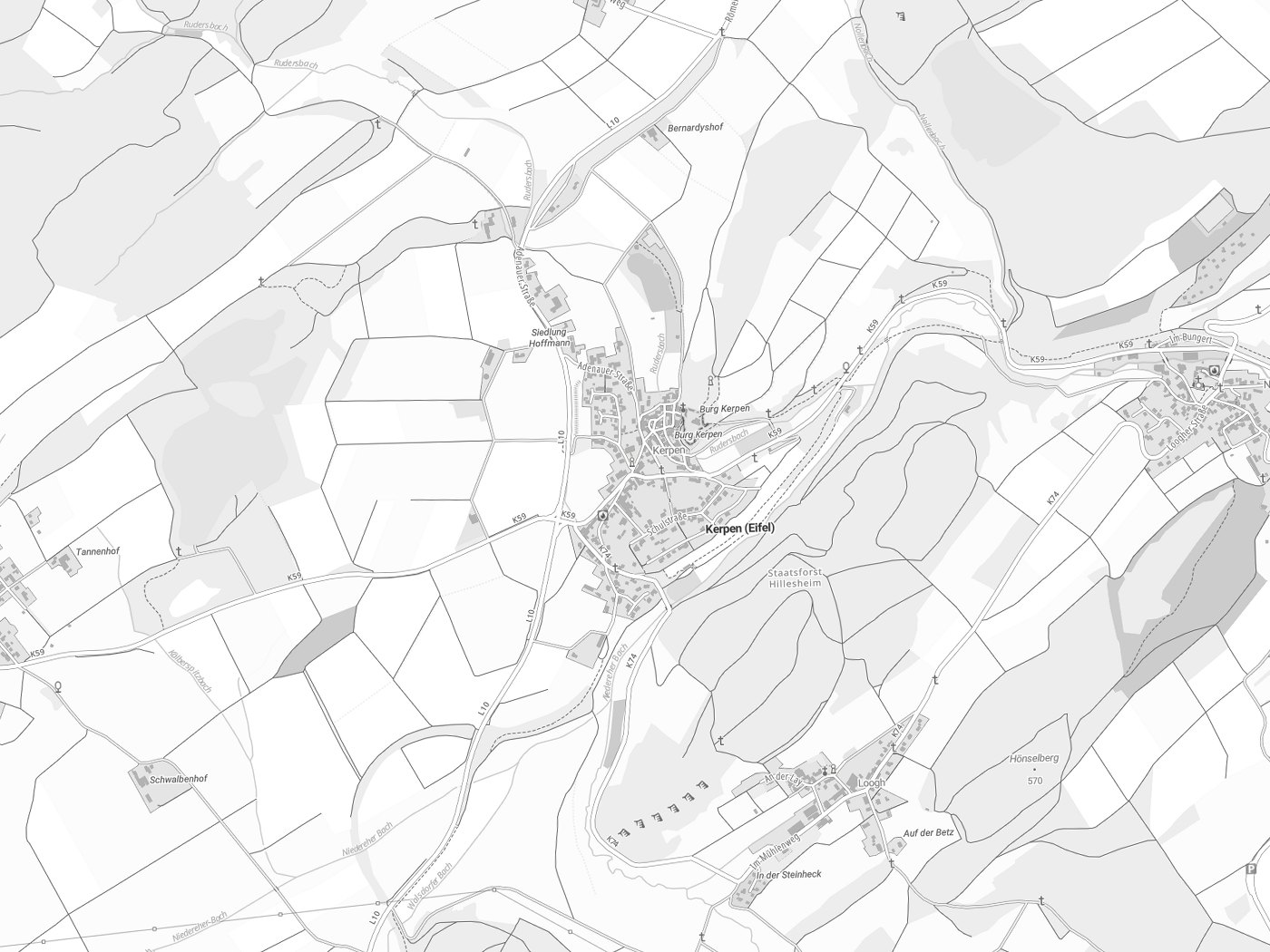 Kartenausschnitt Kerpen (Eifel) mit Gewässern