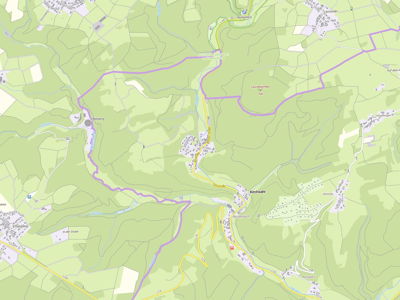 Kartenausschnitt Kirchsahr mit Gewässern