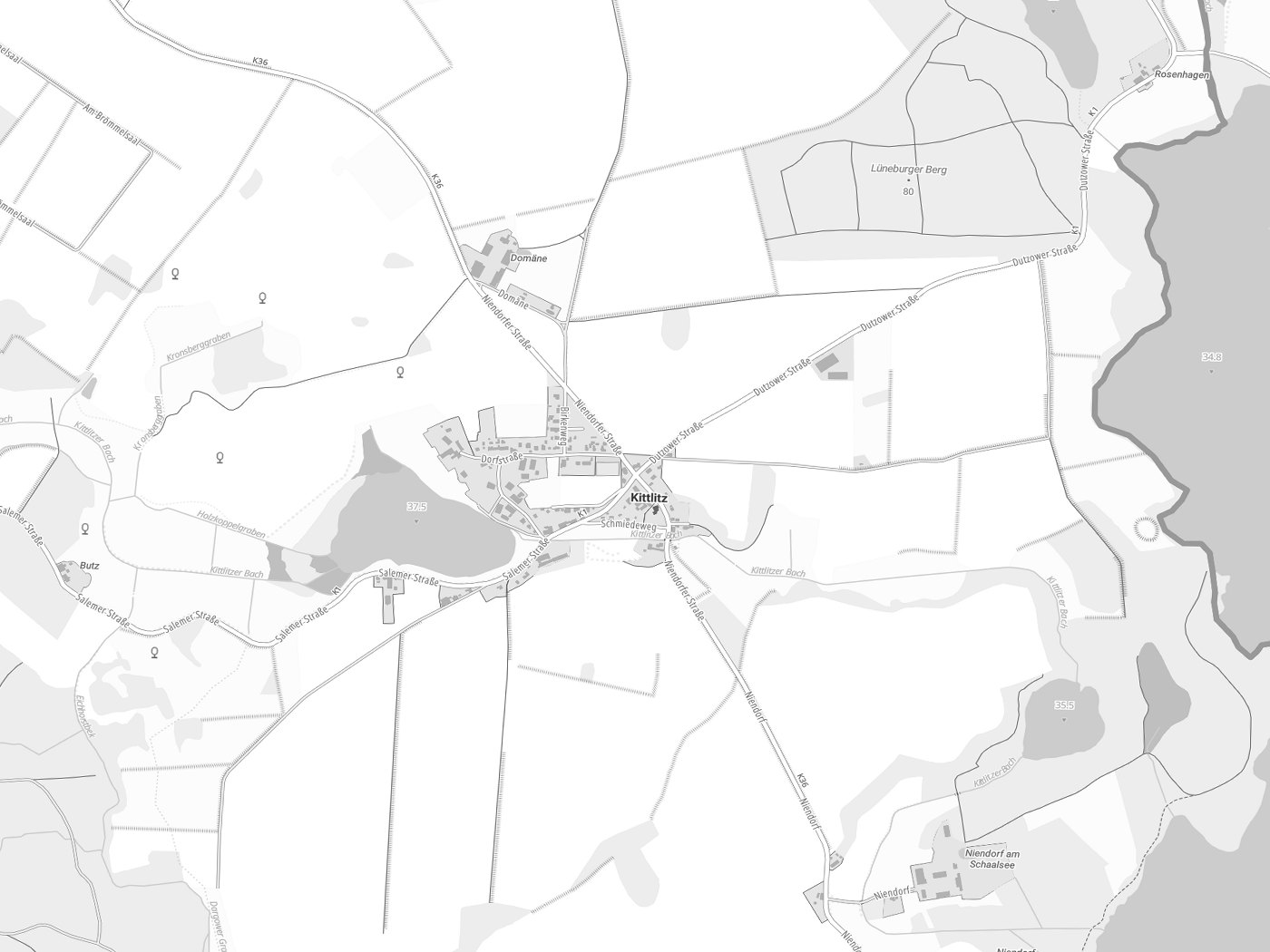 Kartenausschnitt Kittlitz mit Gewässern