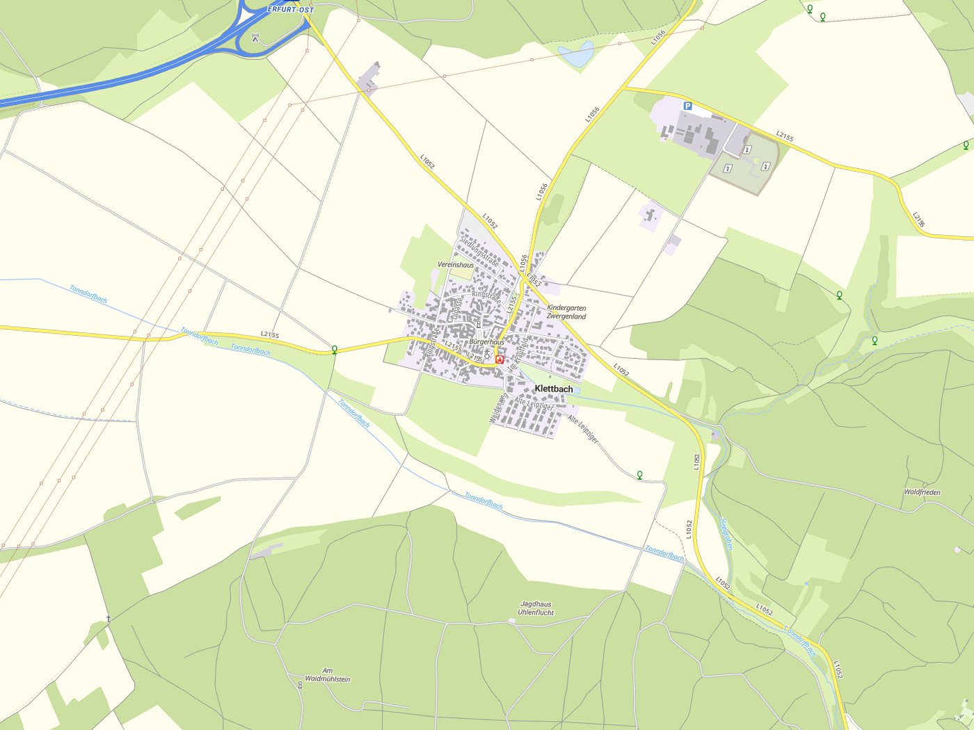 Kartenausschnitt Klettbach mit Gewässern