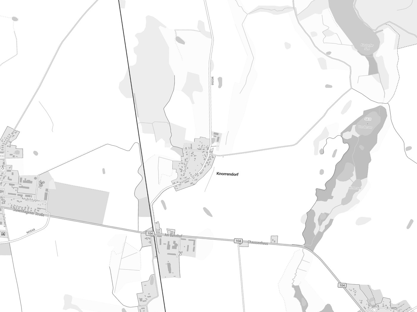 Kartenausschnitt Knorrendorf mit Gewässern