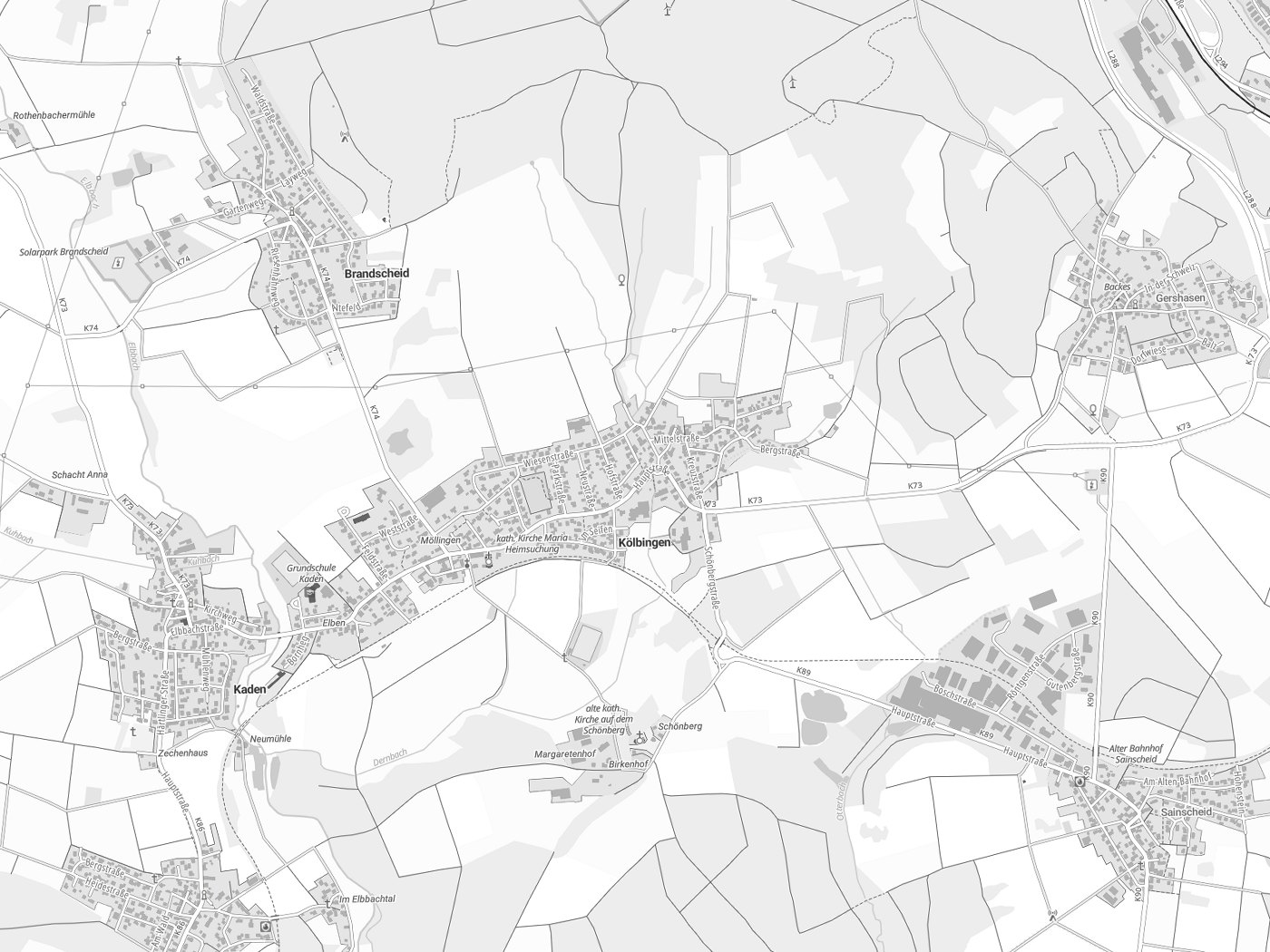 Kartenausschnitt Kölbingen mit Gewässern