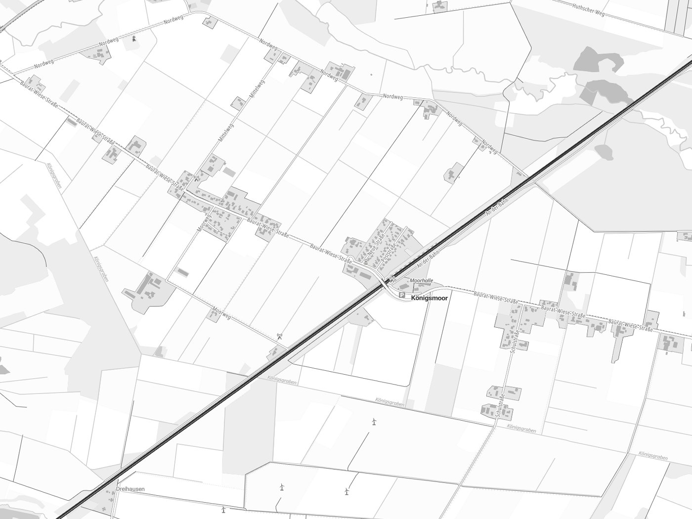 Kartenausschnitt Königsmoor mit Gewässern