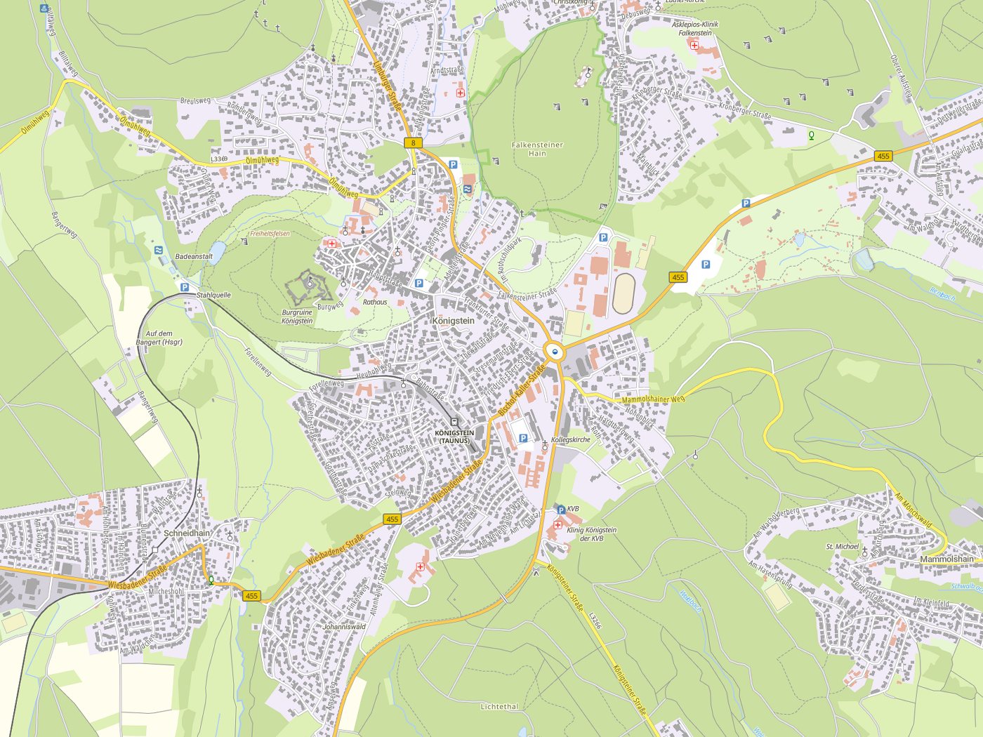 Kartenausschnitt Königstein im Taunus mit Gewässern