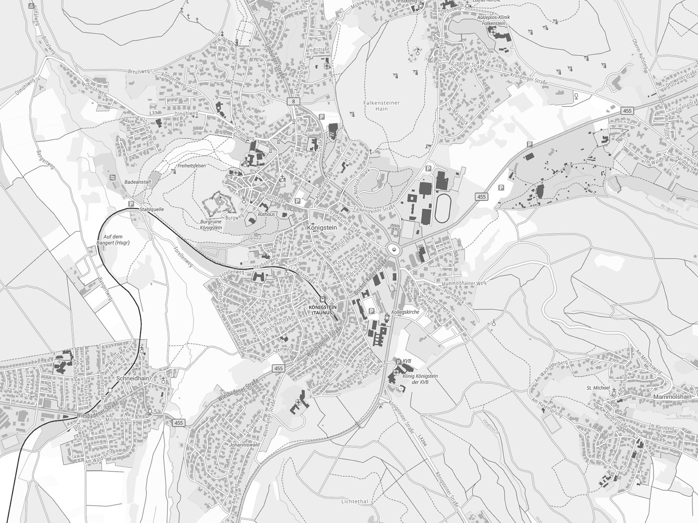 Kartenausschnitt Königstein im Taunus mit Gewässern