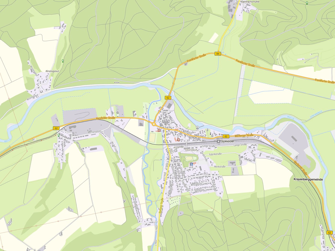 Kartenausschnitt Krayenberggemeinde mit Gewässern