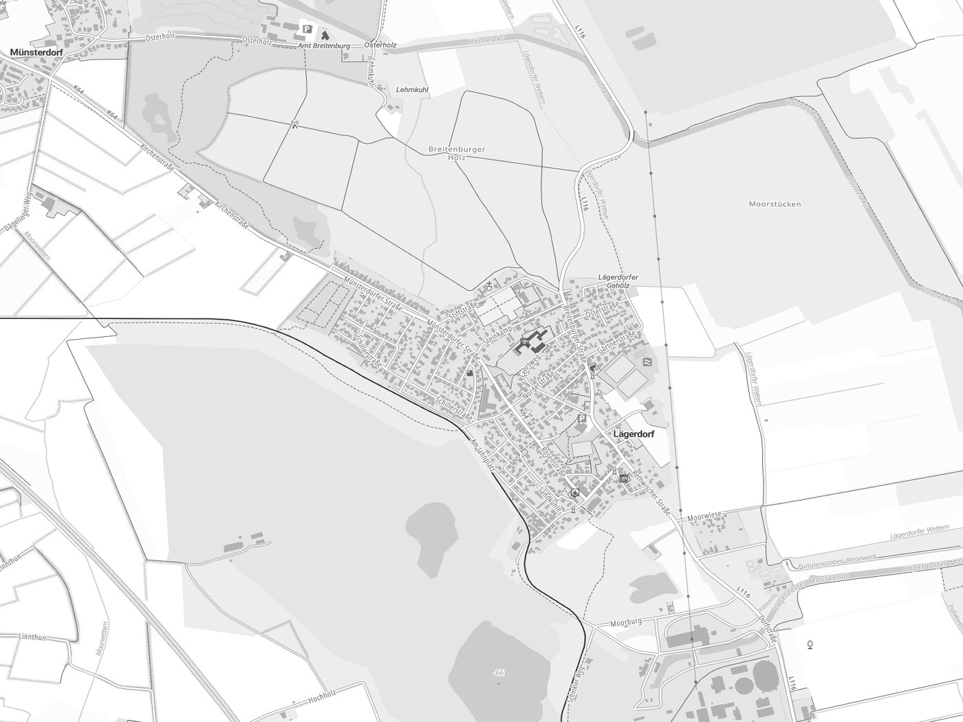 Kartenausschnitt Lägerdorf mit Gewässern