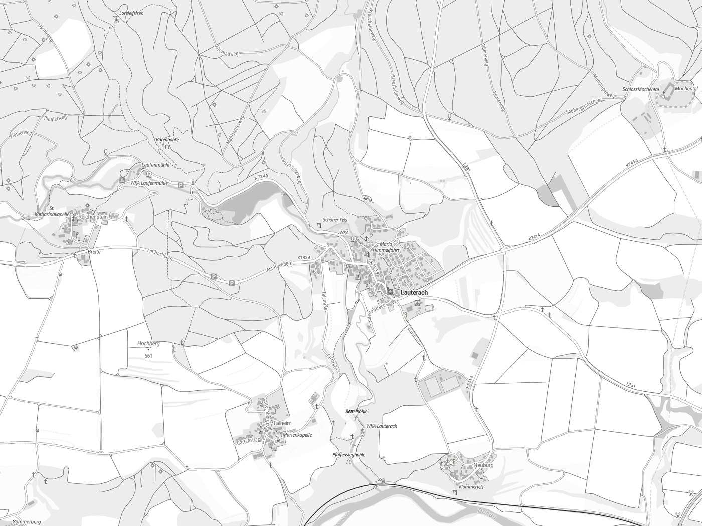 Kartenausschnitt Lauterach mit Gewässern