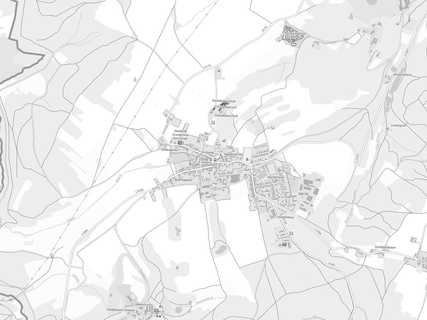 Kartenausschnitt Lehesten mit Gewässern