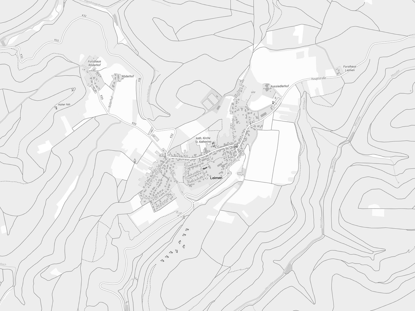 Kartenausschnitt Leimen mit Gewässern