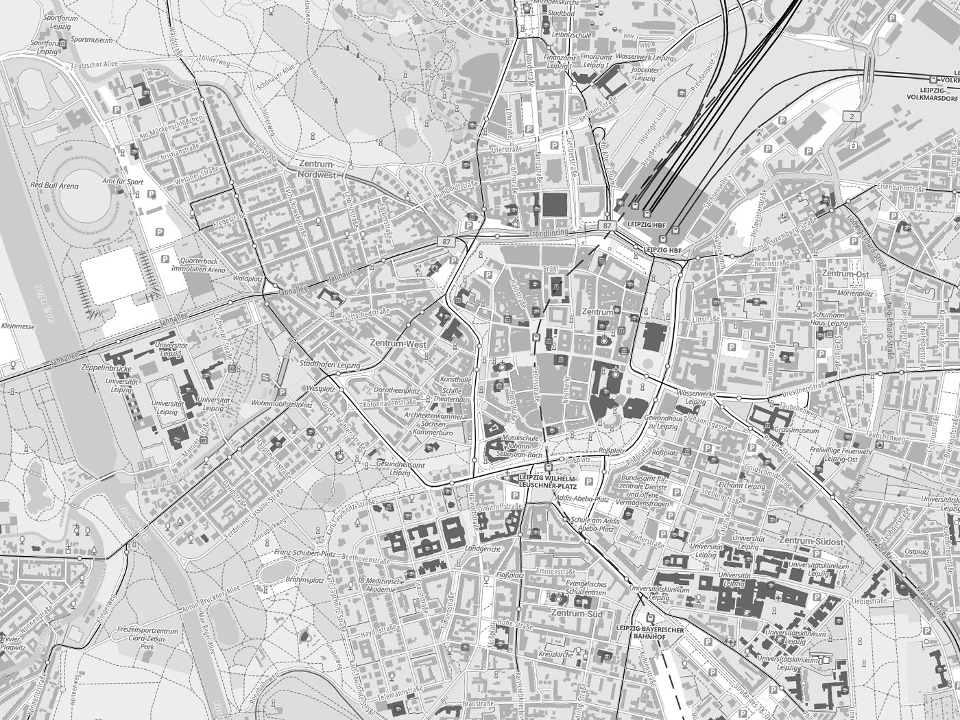 Kartenausschnitt Leipzig mit Gewässern