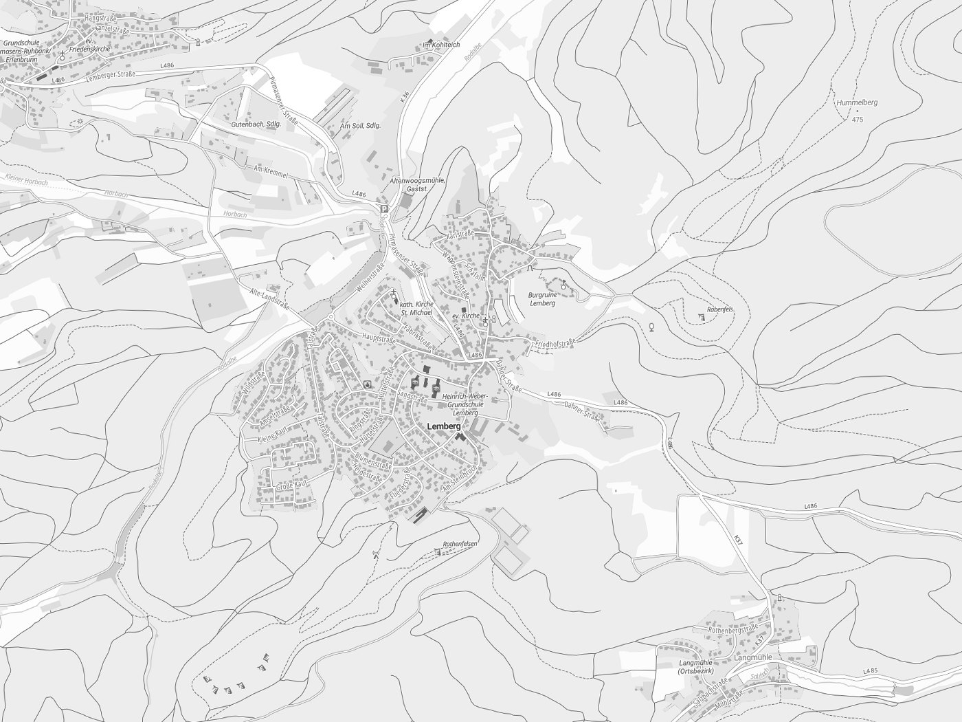 Kartenausschnitt Lemberg mit Gewässern