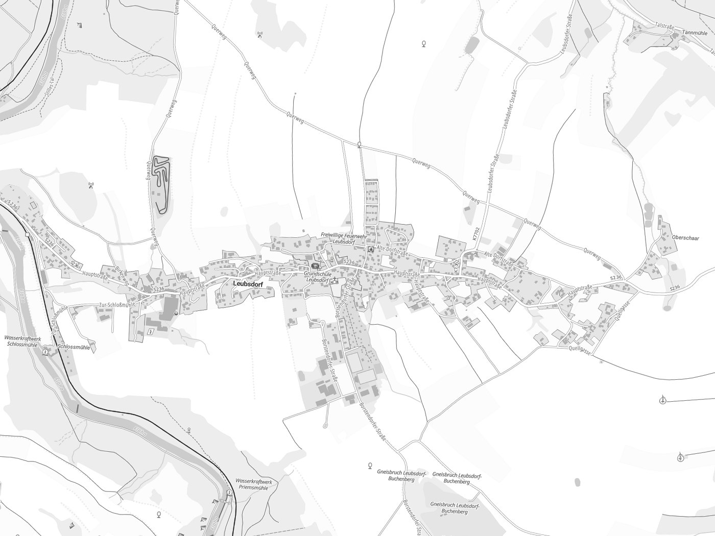 Kartenausschnitt Leubsdorf mit Gewässern