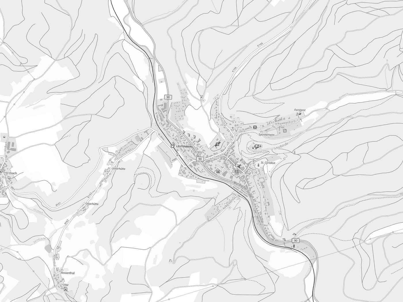 Kartenausschnitt Leutenberg mit Gewässern