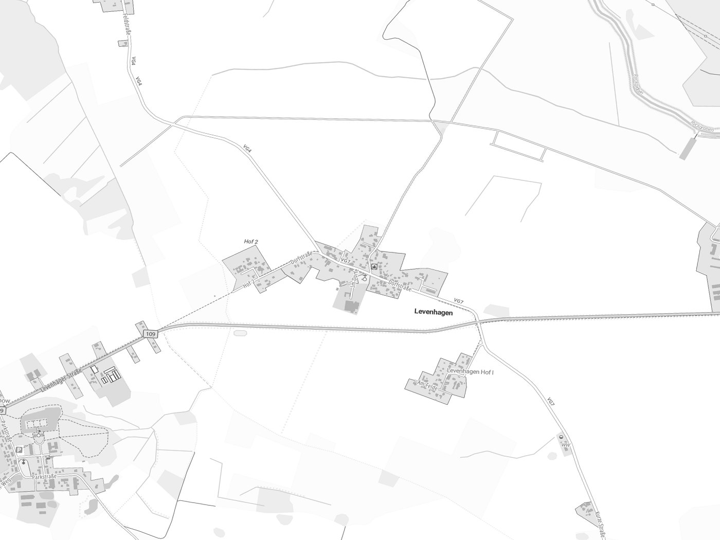 Kartenausschnitt Levenhagen mit Gewässern