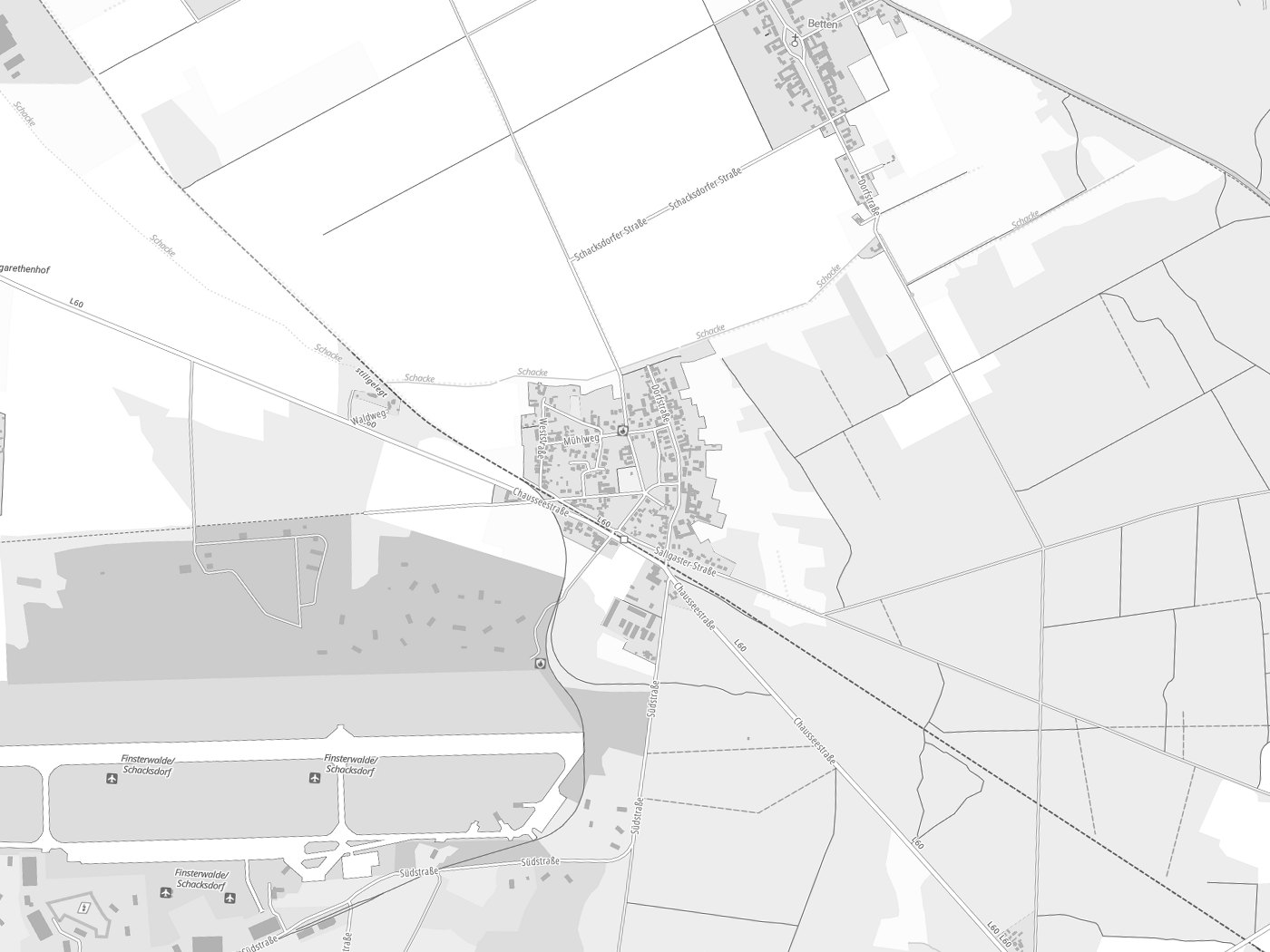 Kartenausschnitt Lichterfeld-Schacksdorf mit Gewässern