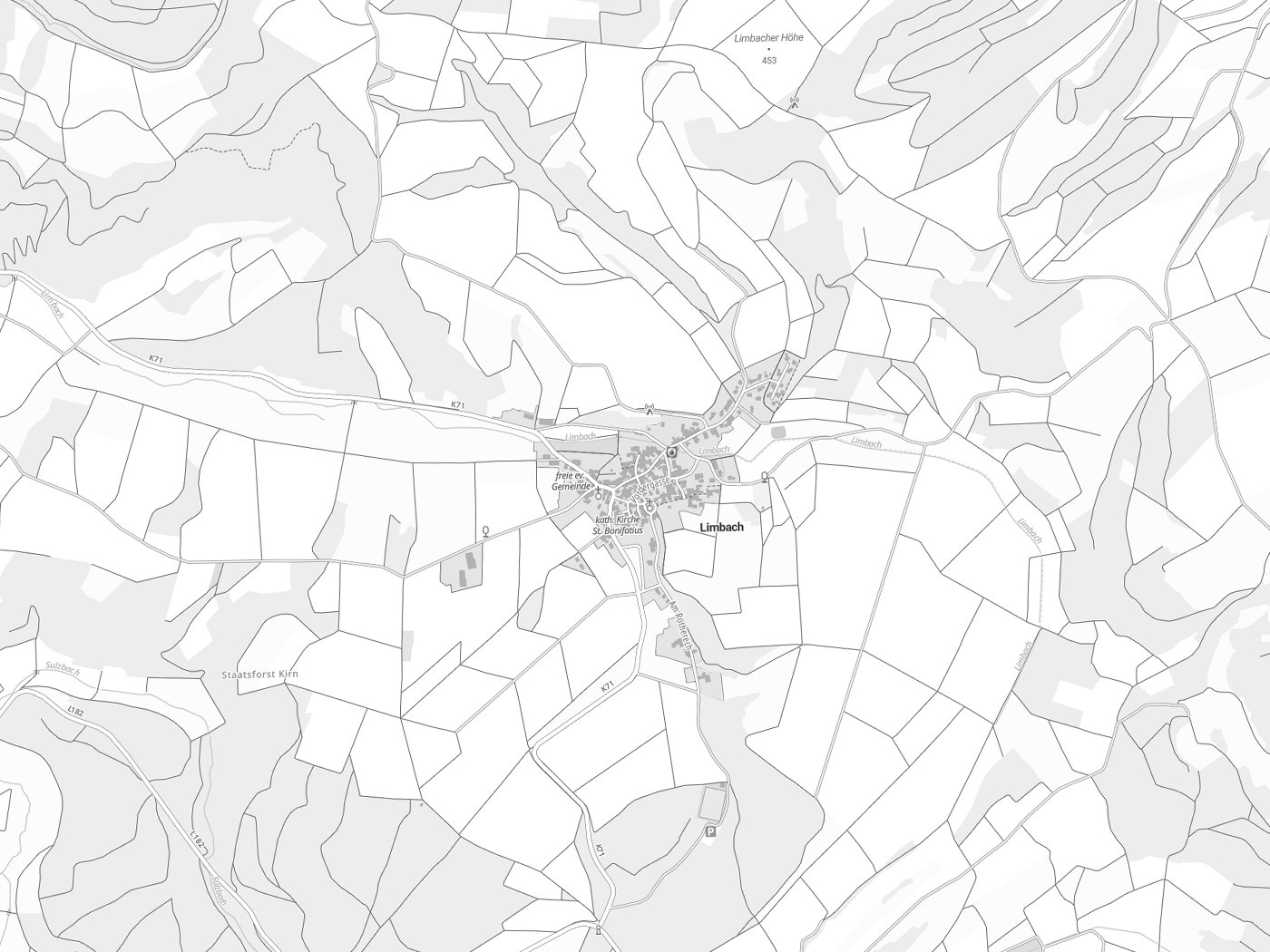 Kartenausschnitt Limbach mit Gewässern
