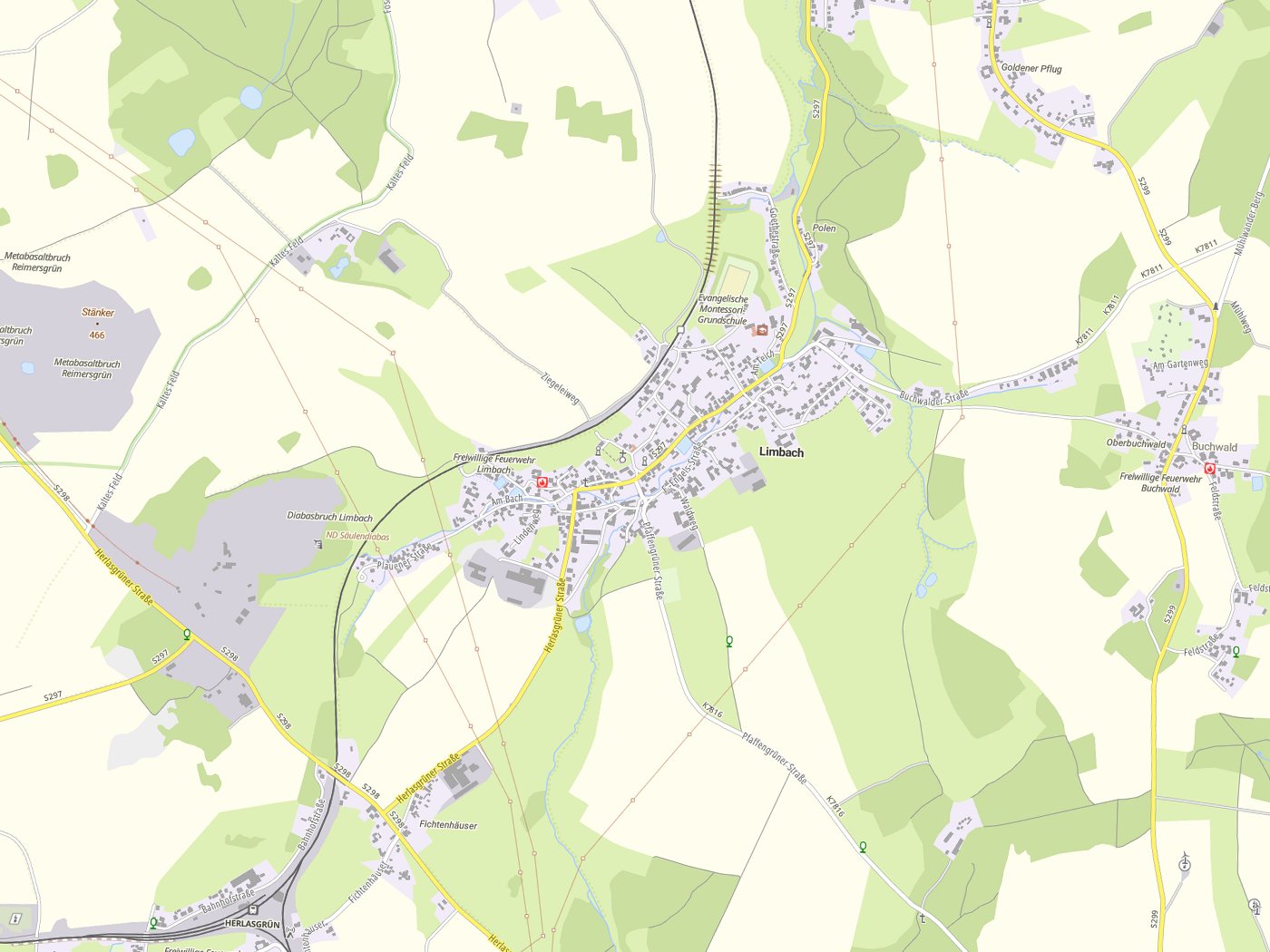 Kartenausschnitt Limbach mit Gewässern