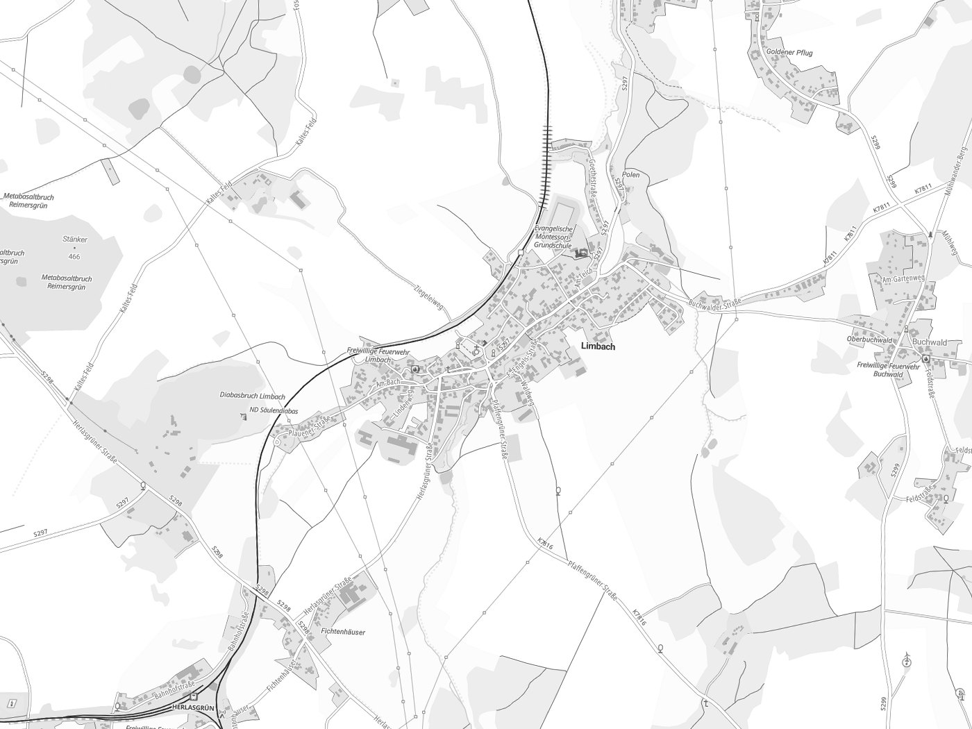 Kartenausschnitt Limbach mit Gewässern