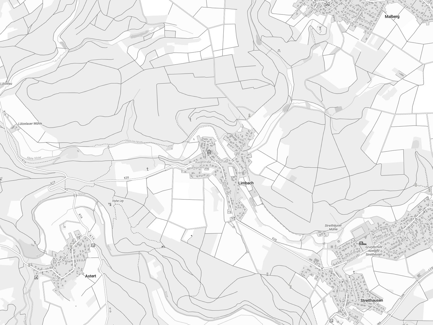 Kartenausschnitt Limbach mit Gewässern