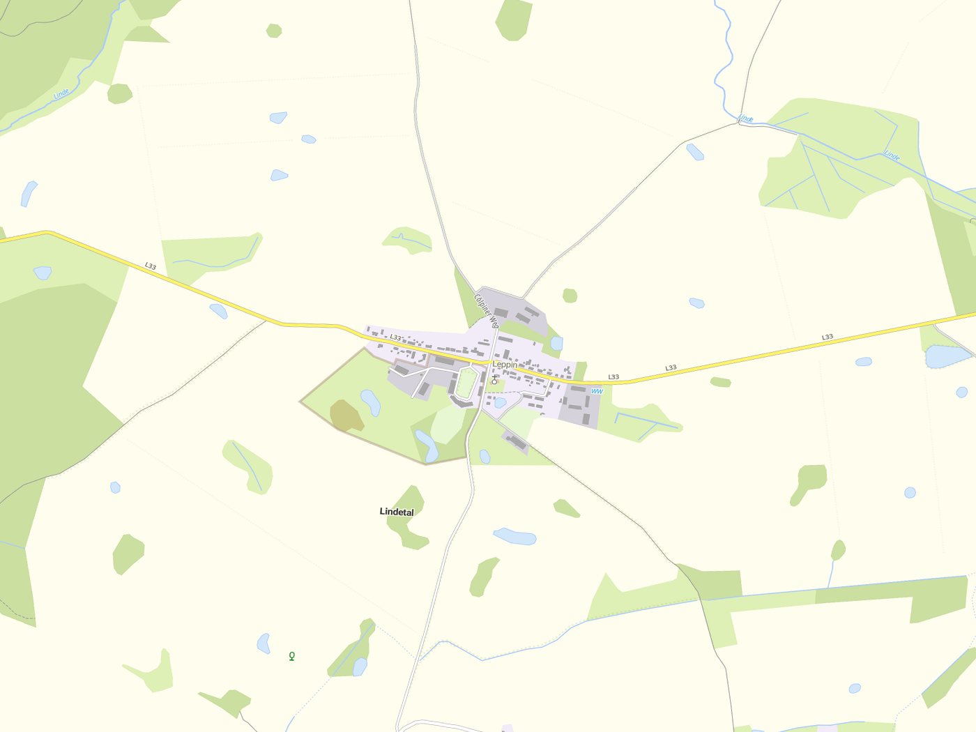 Kartenausschnitt Lindetal mit Gewässern