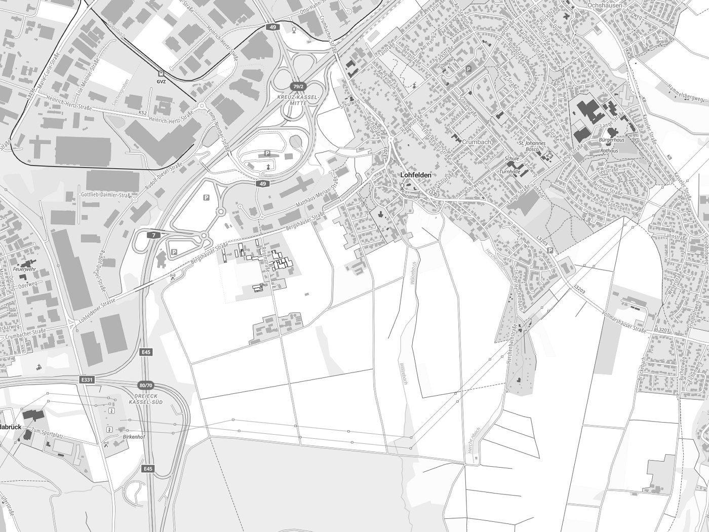 Kartenausschnitt Lohfelden mit Gewässern
