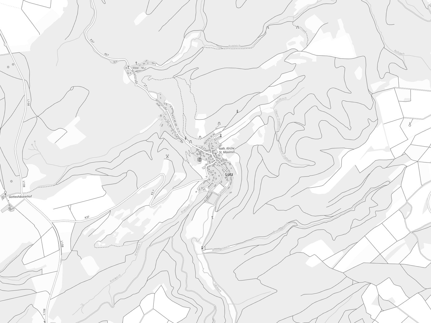 Kartenausschnitt Lütz mit Gewässern