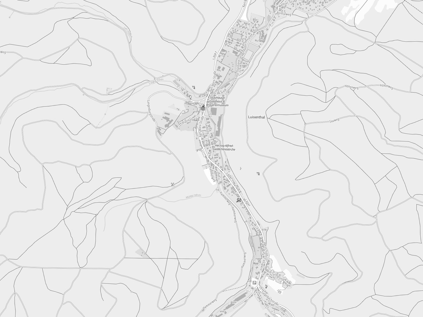 Kartenausschnitt Luisenthal mit Gewässern