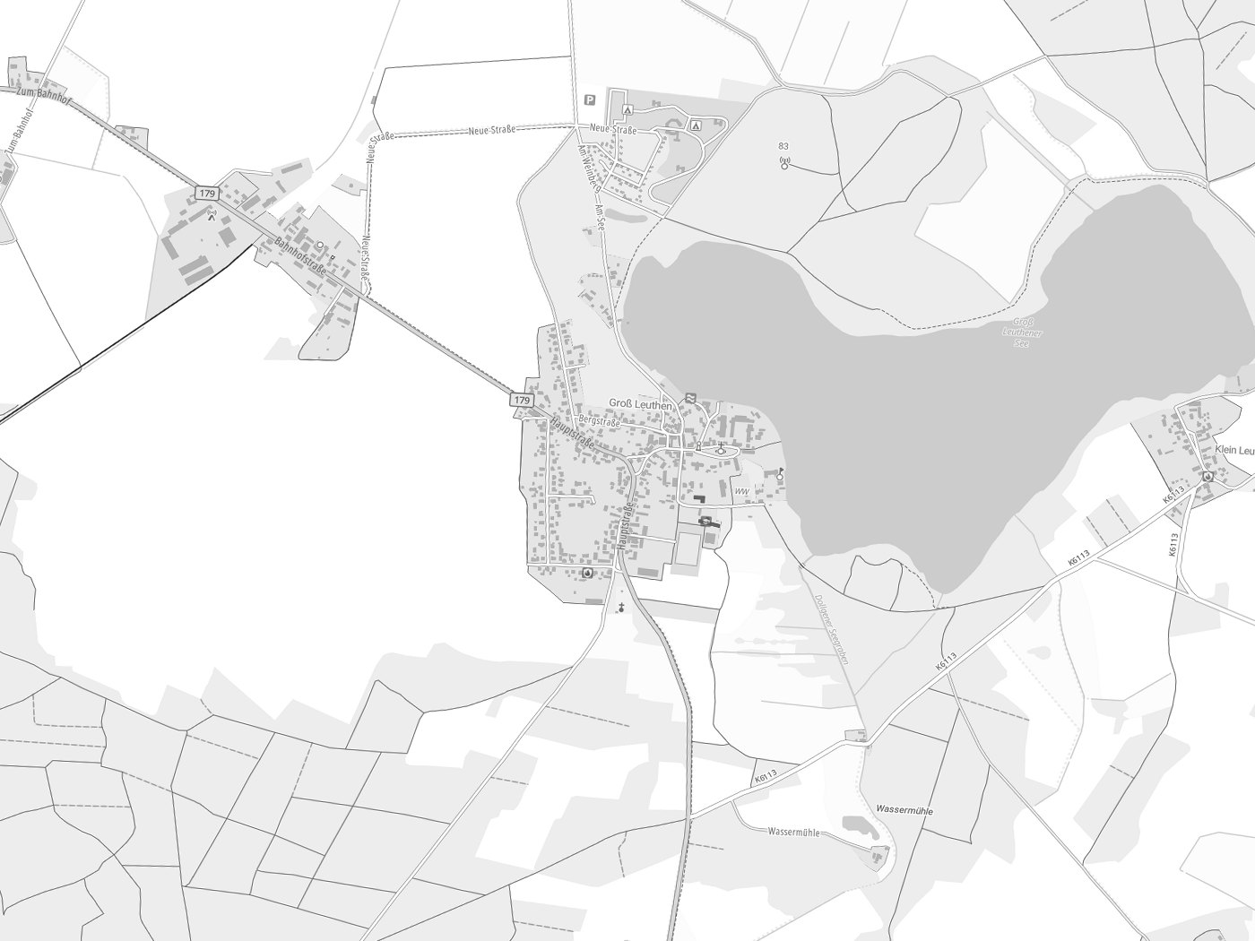 Kartenausschnitt Märkische Heide/Markojska Góla mit Gewässern