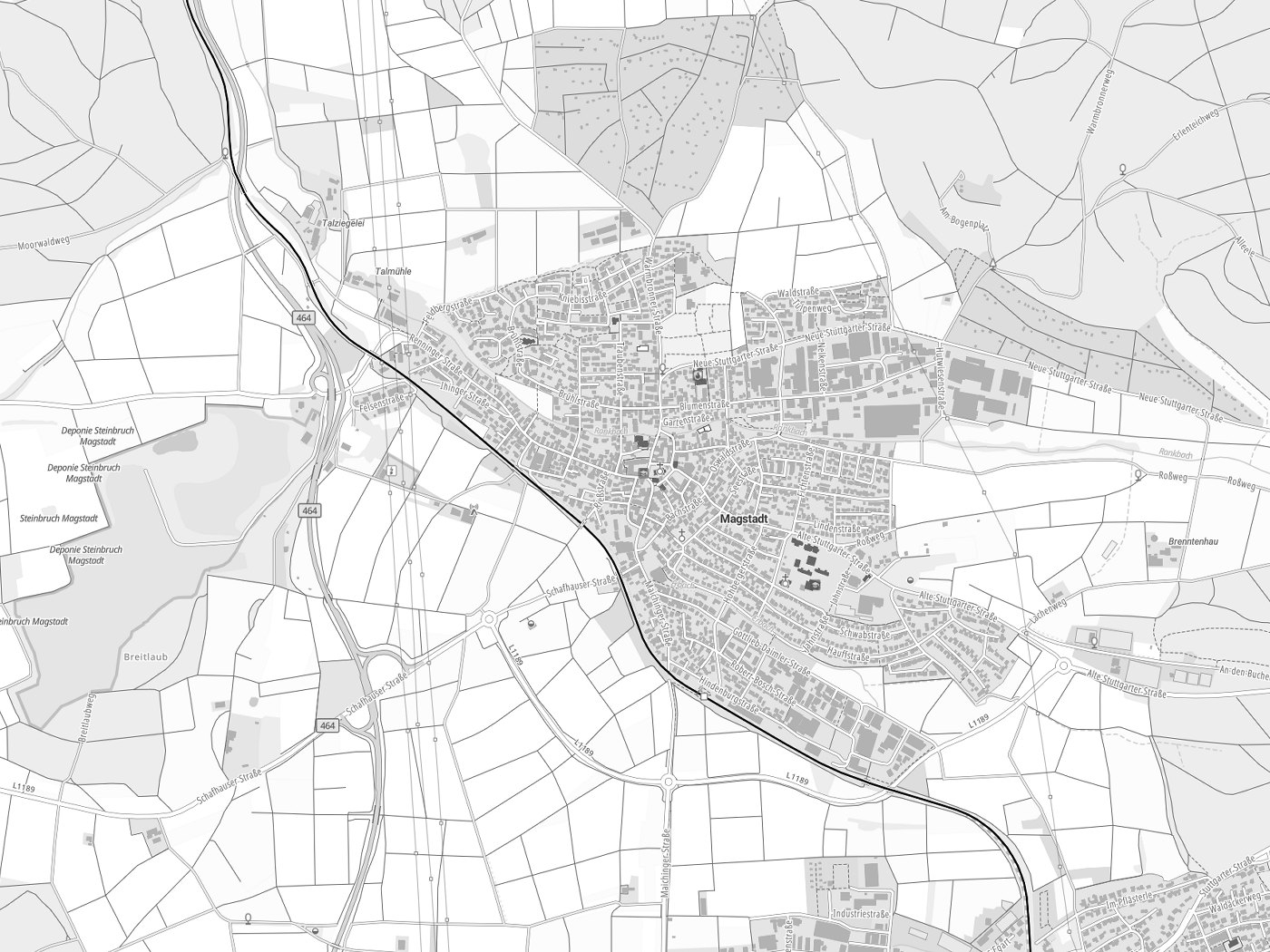 Kartenausschnitt Magstadt mit Gewässern