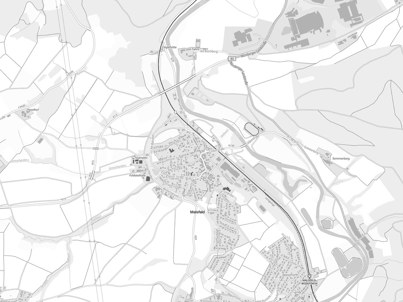 Kartenausschnitt Malsfeld mit Gewässern