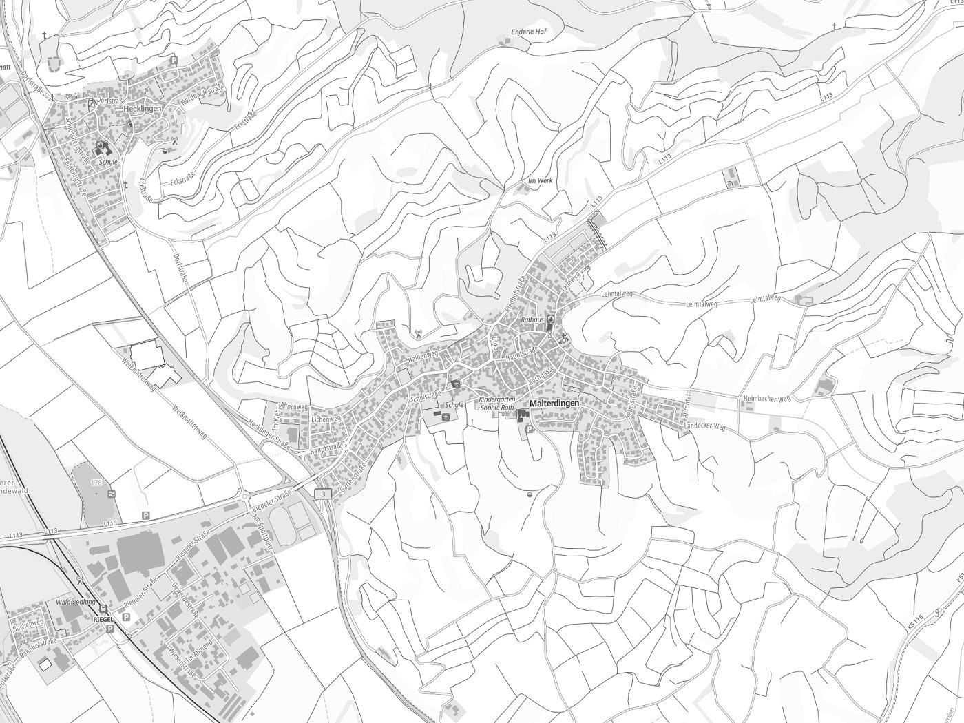Kartenausschnitt Malterdingen mit Gewässern
