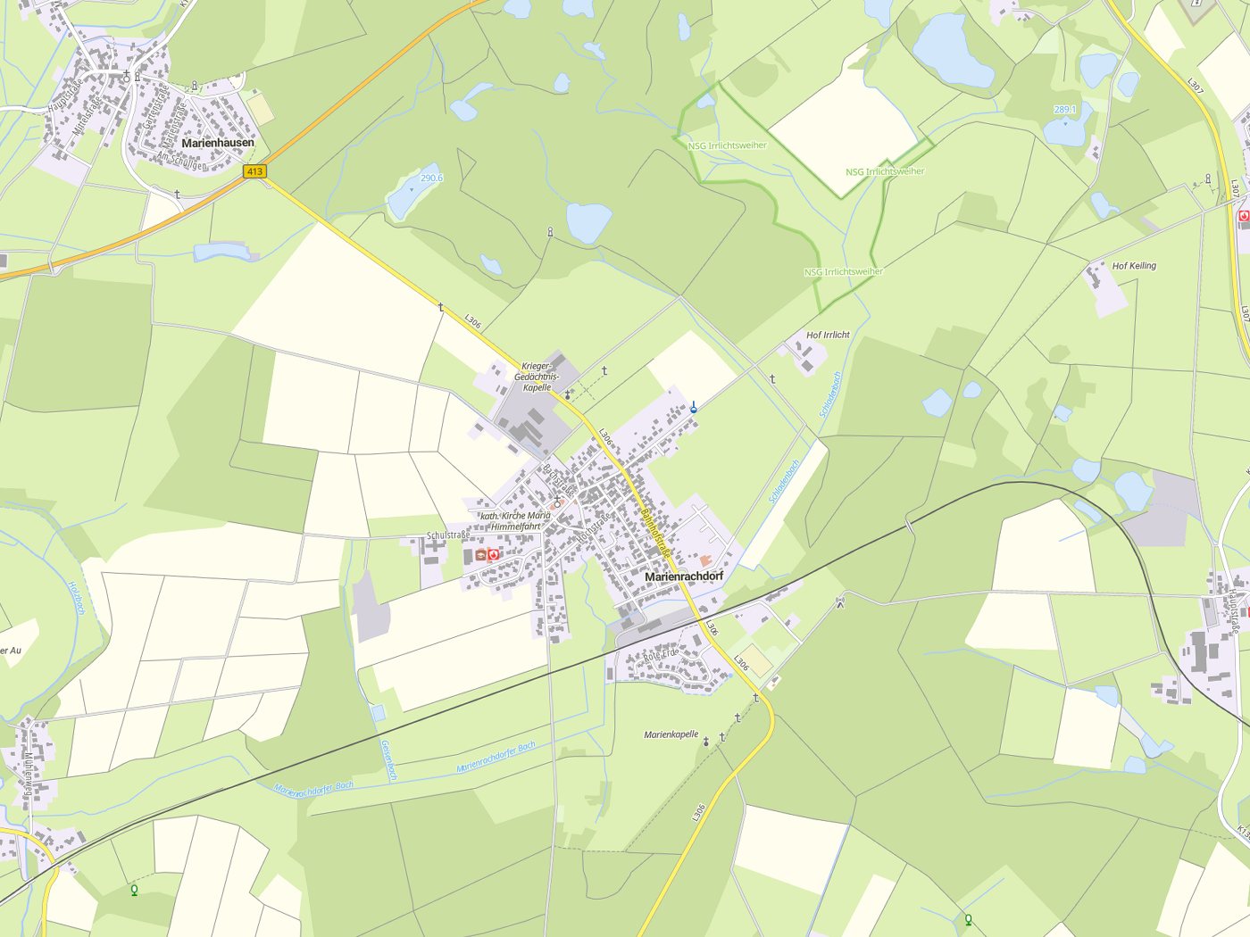 Kartenausschnitt Marienrachdorf mit Gewässern