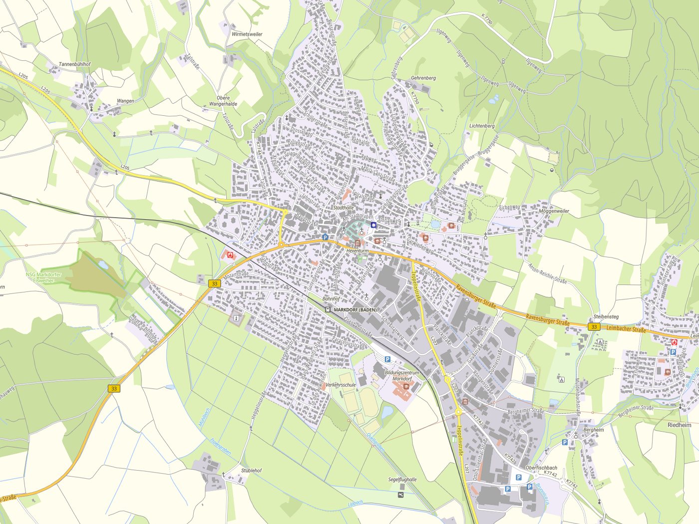 Kartenausschnitt Markdorf mit Gewässern