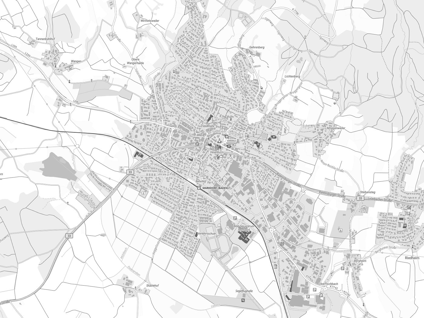 Kartenausschnitt Markdorf mit Gewässern