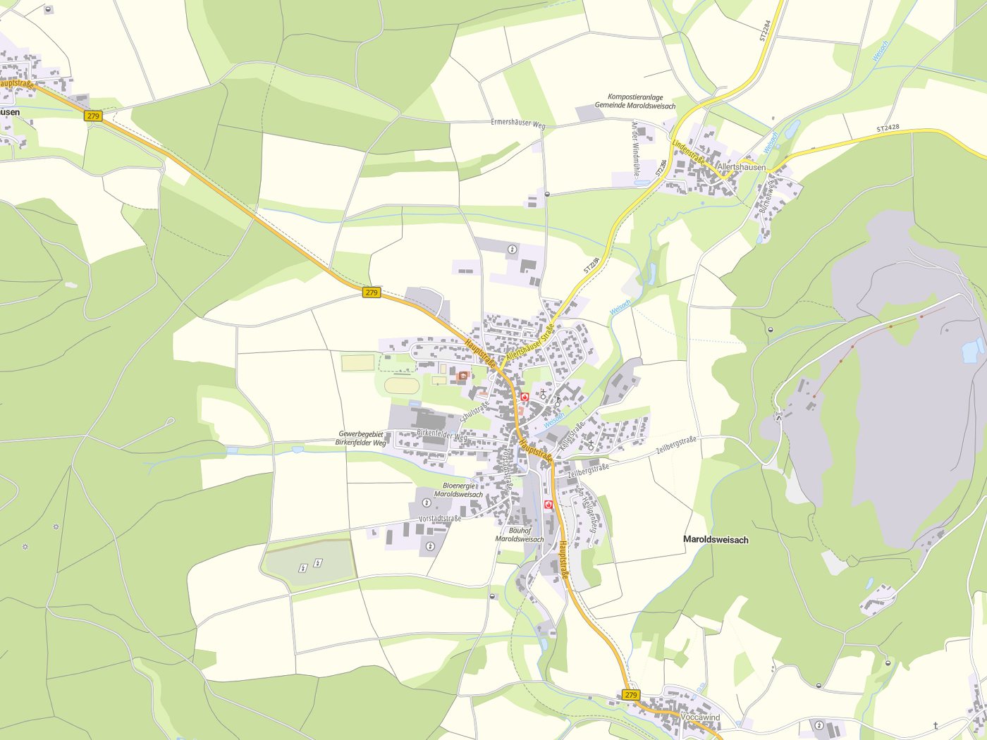 Kartenausschnitt Maroldsweisach mit Gewässern