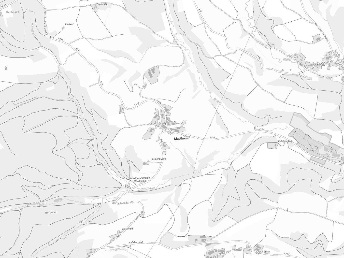 Kartenausschnitt Masthorn mit Gewässern