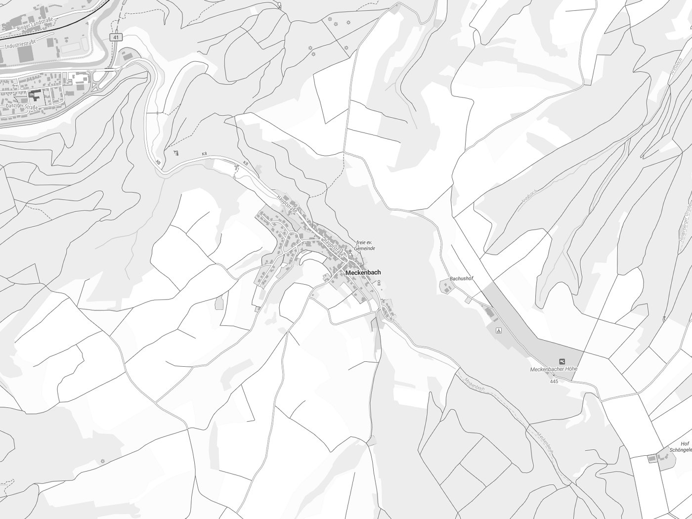 Kartenausschnitt Meckenbach mit Gewässern