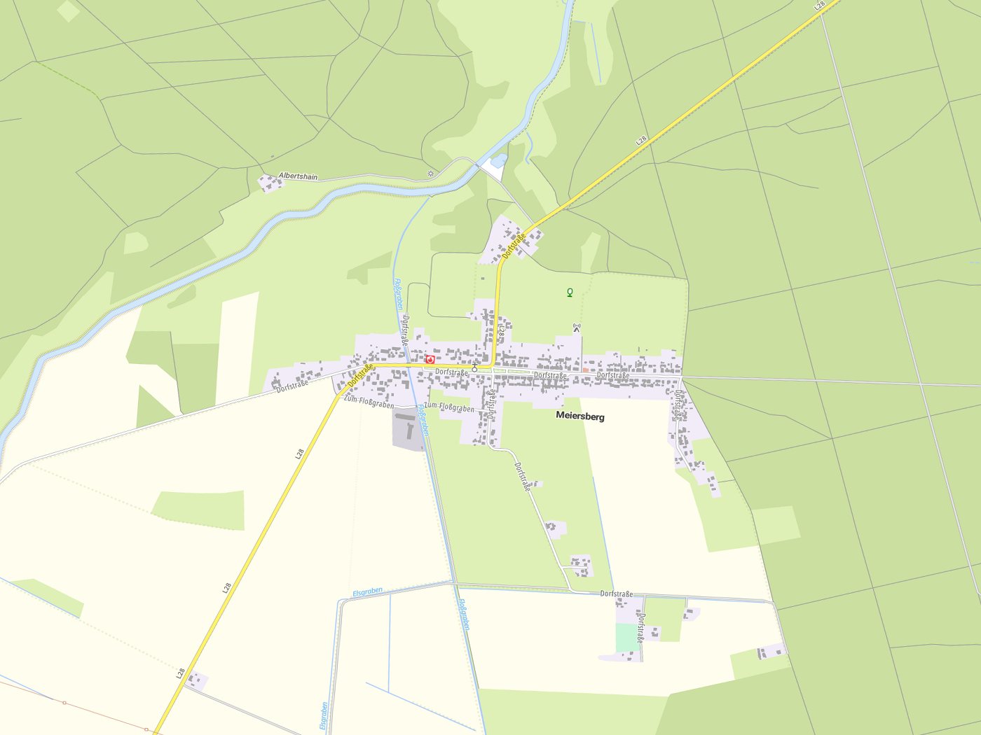 Kartenausschnitt Meiersberg mit Gewässern