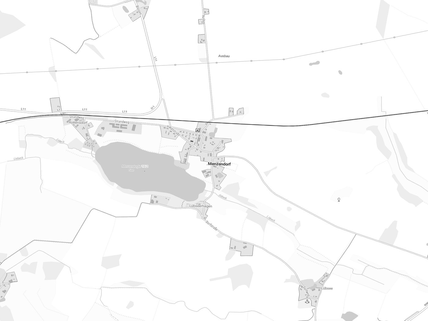 Kartenausschnitt Menzendorf mit Gewässern