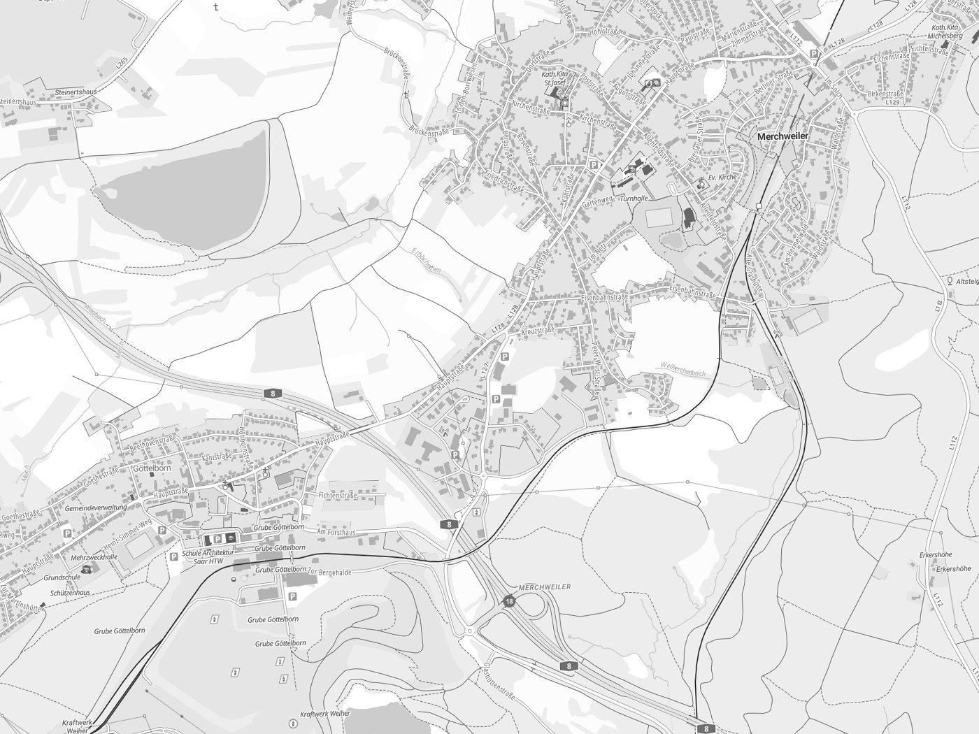 Kartenausschnitt Merchweiler mit Gewässern