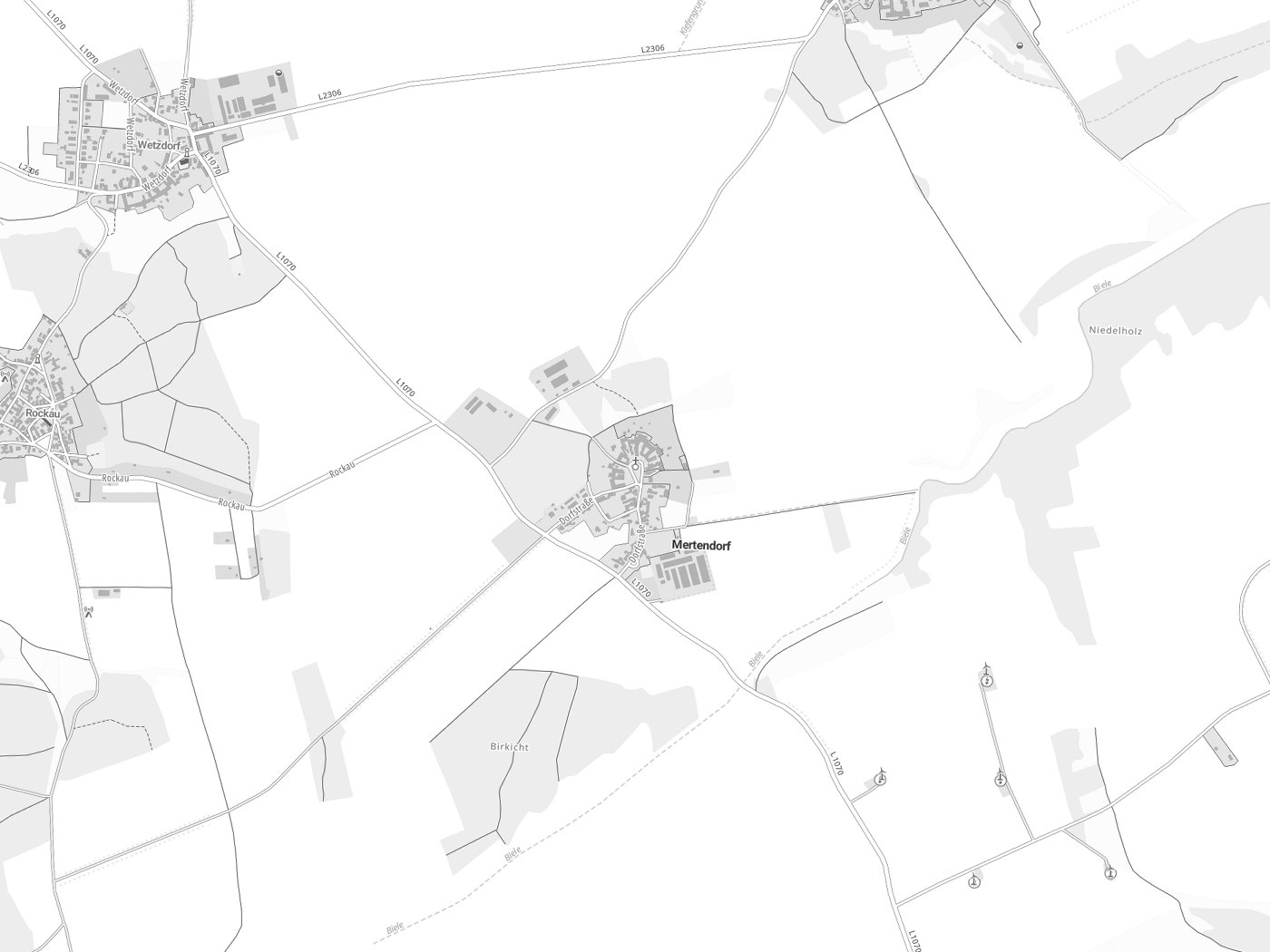 Kartenausschnitt Mertendorf mit Gewässern