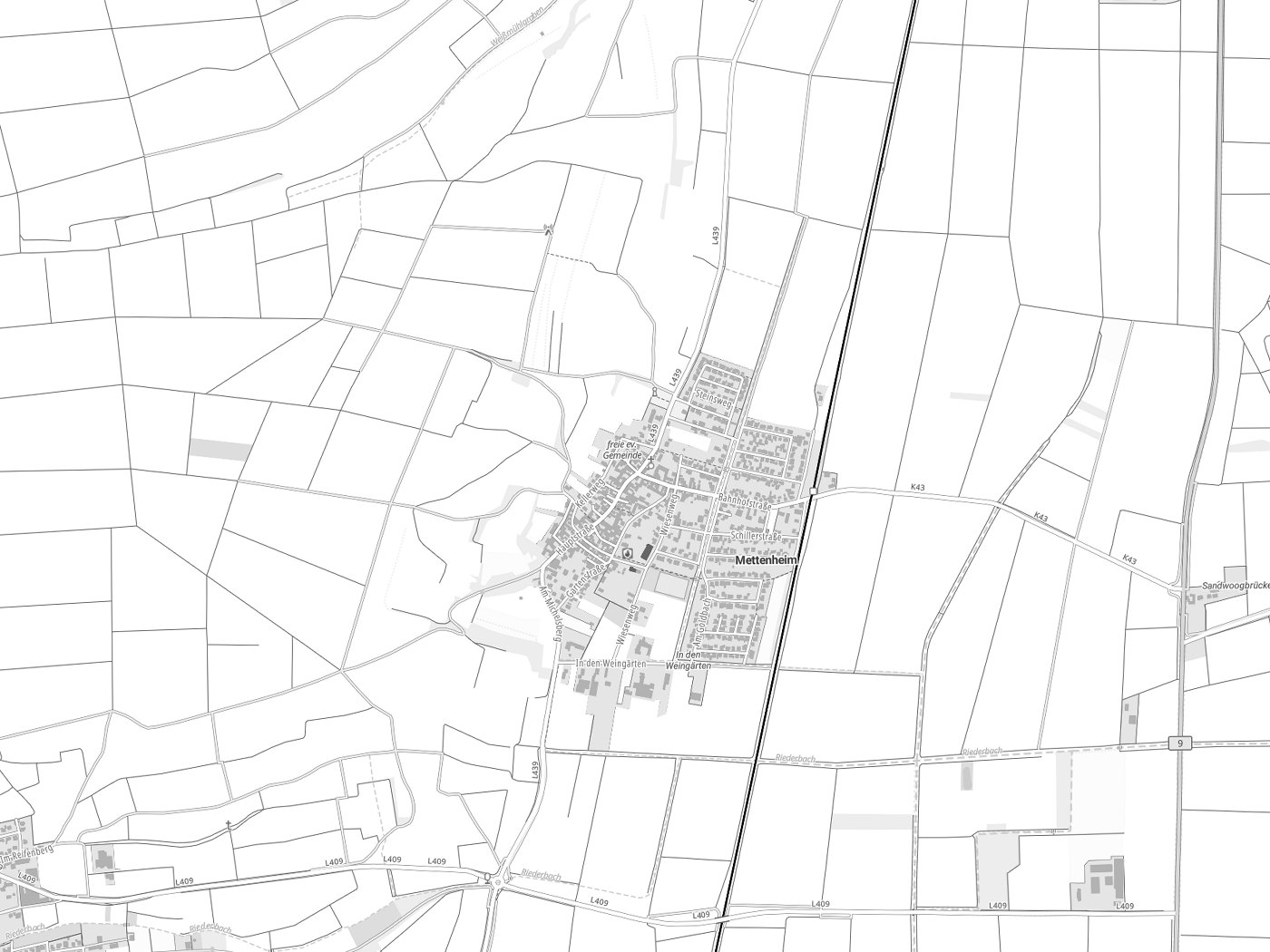 Kartenausschnitt Mettenheim mit Gewässern