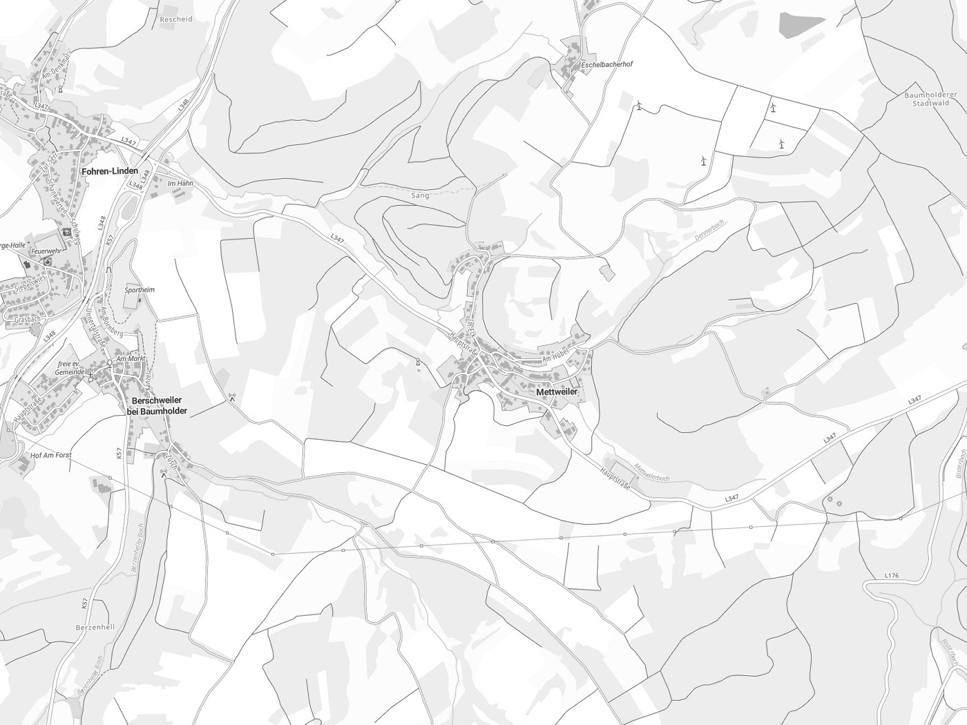 Kartenausschnitt Mettweiler mit Gewässern